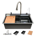 Metlux Piano Smart Kitchen Sink (30 x 18 x 9 Inches) Black