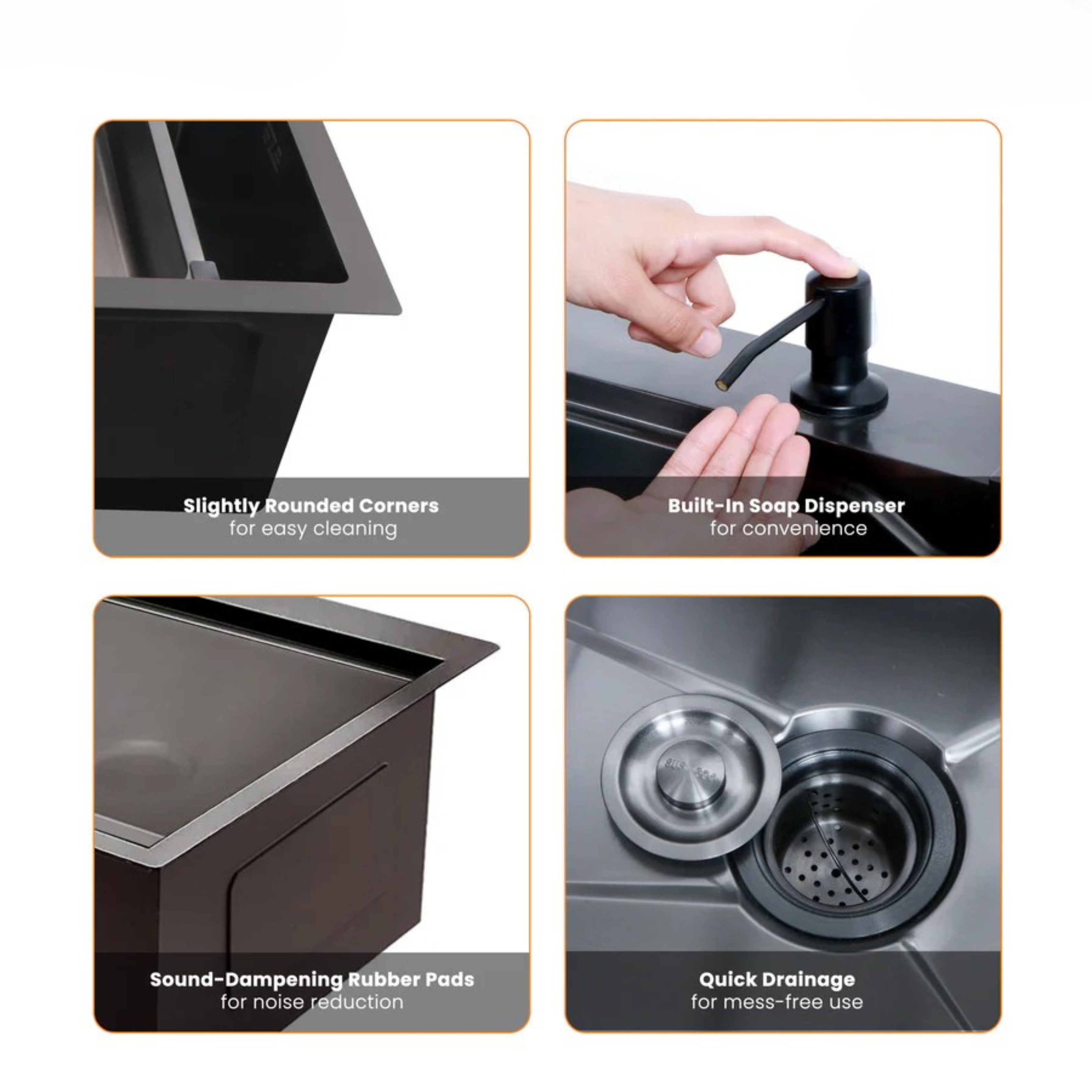 Metlux Waterfall Smart Kitchen Sink Black 30x18x9